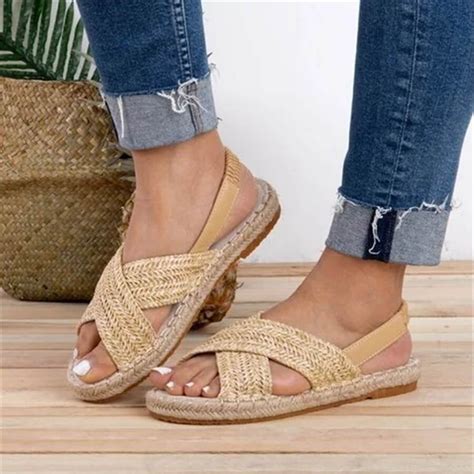 Women's Straw Flat Sandals 